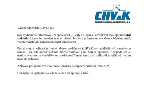 OZNÁMENÍ - CHVAK a.s.